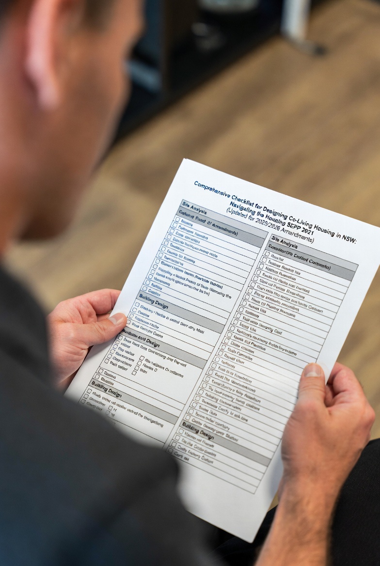 Architect checking our checklist